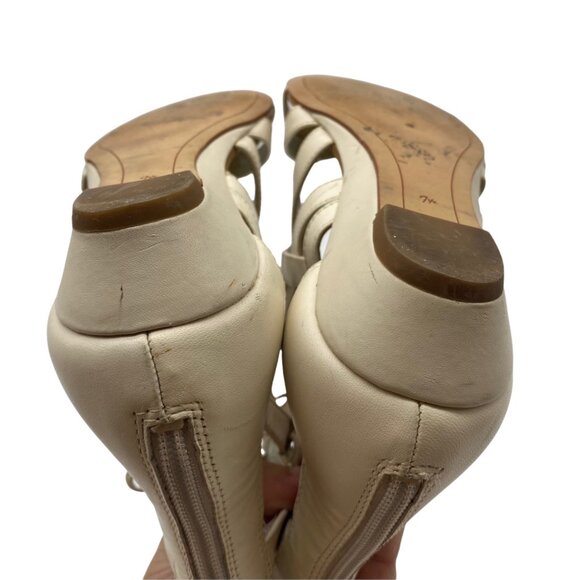 Sam Edelman Dawson Beige Leather Low Wedge heel Ghillie Sandal Women's Sz 7.5 M - Picture 10 of 13